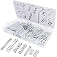 BIGTHREE 200 Pcs Springs Assorted Set, Tension Metal Springs, Compressed Springs, Zinc Plated Steel Mechanical Compression Springs, Assorted Size Small Springs with a Plastic Storage Box
