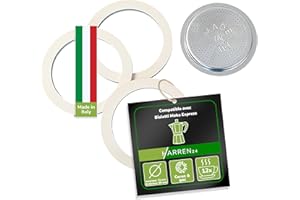Harren24 Filtre et 3 joints compatible avec cafetière à expresso italienne pour 12 tasses, diamètre extérieur 89 mm, 8,9 cm, Ø intérieur 73 mm, 7,3 cm, joint d'étanchéité de rechange