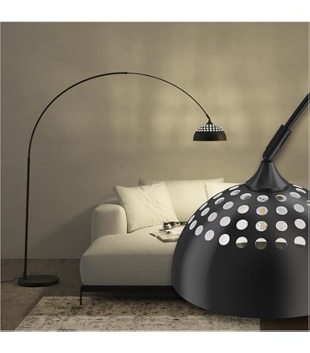 Qazqa Bliss_mesh Lampada Da Terra Moderna – Altezza 135 Cm, Paralume A Rete, Nero – Dimmerabile, Attacco E27