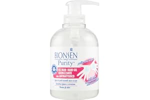 Bionsen, Purity Gel Mani Igienizzante Con Antibatterico Senza Risciacquo, Soluzione Disinfettante Con Efficacia Istantanea, Eliminazione Dei Batteri Dell’Epidermide In Pochi Secondi, Formato: 300 ml