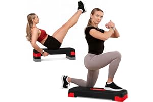 ‎HS HOP-SPORT Hop-Sport Steppbrett HS-PP033AS für Zuhause - höhenverstellbarer Aerobic Stepper Fitness mit 3 Stufen & Anti-Rutsch-Oberfläche, Step bis 350KG belastbar