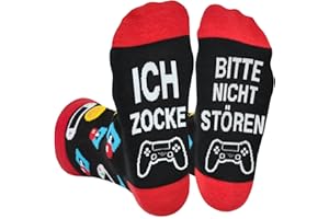 Dealswin Lustige Gaming Socken Gamer Geschenk Mit Spruch Bitte Nicht Stören Ich Zocke Zocken Socken Lustig Neuheit Weihnachts Ostern Geburtstag Geschenke Für Zocker Männer Herren Jungs Frauen Damen