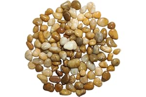 YIZZWTC 2000g Piedra Jardín Decoración Canto Rodado, Piedra Natural Pulido, Piedras Decorativas Jardin Guijarros Naturales Pequeñas 1-3 cm para Paisajismo, Jardin, Acuarios, Suculentas (Amarillo, 1-3 cm)