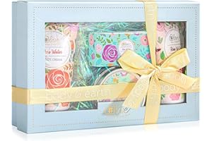 BODY & EARTH # LOVE Set Creme Regalo Donna per Cura della Pelle, Confezione Regalo 4 PCS, Crema Mani, Crema Piedi, Candele Profumate, Saponetta,regalo festa della mamma,regalo mamma compleanno