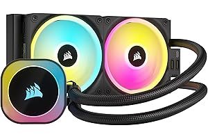 CORSAIR iCUE Link H100i RGB Liquid CPU Cooler - 240mm AIO - Ventilateurs QX120 RGB - Convient à Intel® LGA 1700, AMD® AM5 - Hub Système iCUE Link Inclus - Noir