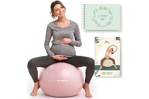 Trideer Pregnancy Ball - Exercise & Yoga Ball for Labor, Maternity & Postpartum Recovery, Eco-Friendly, Non-Latex, Includes Pregnancy Guide & Baby Memory Book