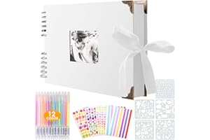 SPLEND Album Photo à Personnaliser Soi-Même 80 Pages Scrapbooking Vintage Album Souvenir pour Bébé Famille Anniversaire Saint Valentin Mariage Noël Cadeau, Blanc