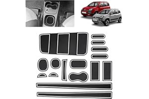 BSTW Compatibile con Fiat Panda Cross Hybrid 4x2 2021-2024 2025 Tappetini Antiscivolo per Fiat Panda Tappetini in Gomma per Console Centrale, Porta Bicchieri, Scanalatura Porta (Bianco)