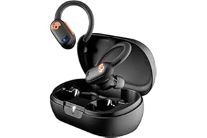 Skullcandy Push ANC Active in-Ear Wireless Earbuds, 58 HR Battery, IP67 Waterproof, Wireless Charging, Microphone, Works with iPhone Android and Bluetooth Devices - True Black/Orange