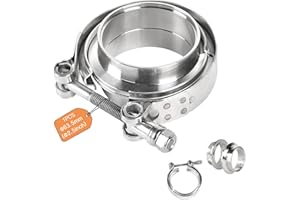 SUPAWAY Collier V-Band + Flasques Ø 63,5 mm (2,5'') Kit complet en Acier Inoxydable 304 Collier de fixation rapide pour échappement et turbo avec anneaux centrage et collier pour tuyau turbo (Argenté)