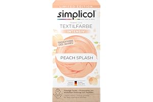 simplicol Teinture textile intense Peach Splash | Simple coloration en machine | Colorant liquide & poudre fixatrice | Pack de 1