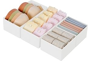 DIMJ Underwear Drawer Organiser for Baby - 4 Pcs Wardrobe Storage Organiser Drawer Dividers for Socks,Bra,Tights,Underwear,Non-Woven Fabric and CardBoard, Easy to Clean,Space-Saving (White)
