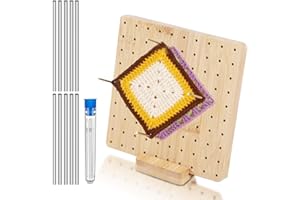 Bosmsaslad Bloqueador de Granny, Tabla de Bloqueo para Ganchillo, Granny Square Español con 10 Pasadores Acero Inoxidable y 5 Agujas, Tablero Bloqueo pare Proyectos Ganchillo y Ganchillo