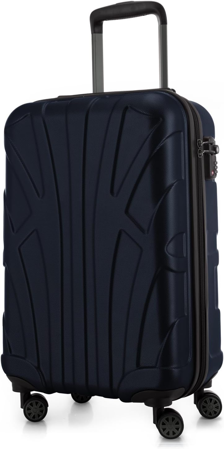 Suitline - Maleta de Mano rígida, Trolley 4 Ruedas, TSA, 55 cm, Aprox. 34 litros, 100% ABS Mate, Azul Oscuro