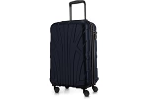 SUITLINE - Valigia per cabina, bagaglio a mano rigido, 4 doppie ruote, TSA, 100% ABS opaco, 55 cm, 34 litri, Blu scuro