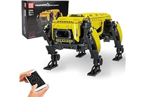Mould King 15066 Technologie Jaune Quatre Pieds Machine Chien Bloc de Construction kit, Module d'alimentation RC mécanique Intelligent Robot Programmable éducatif Stem Toys 936 pièces