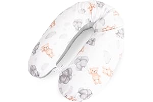 Amilian Cuscino per allattamento 170 cm XXL – Cuscino per donne incinte – Cuscino per chi dorme sul fianco con rivestimento – Cuscino per gravidanza – Body Pillow per sonno e allattamento – Orso