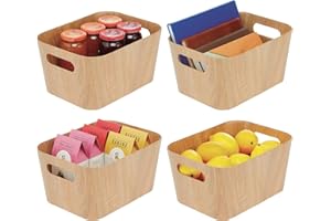 mDesign Set da 4 portaoggetti cucina con manici – Portafrutta e verdura in cartone per dispensa e frigorifero – Pratico cestino porta frutta adatto come organizer cucina – colore naturale
