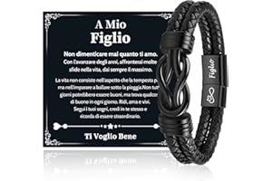 VU100 Regali per Uomo/Figlio Bracciale in pelle per Uomo Bracciale Ti Amo Regalo di San Valentino per Lui Bracciale Regalo per Ragazzi Regalo di Compleanno Natale per Fidanzato Marito Figlio