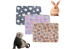 BundleMall – Lot de 3 lits en polaire pour petit animal, chauds et moelleux, tapis de couchage pour chaton, lapin, chinchilla, écureuil, hérisson (taille L : 48 x 30 cm, I)