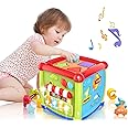 AM ANNA Baby Activity Cube, Busy Learning Activity Cube Toy with Music Flashing Shape Sorter,Early Development Learning Toys with 6 Different Activities for Toddler 1 2 3 Year Old Boy and Girl Gift