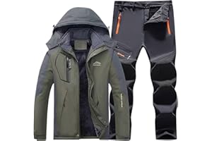 GENÉRICO Tuta Termica da Uomo Set Invernale con Cappuccio Tuta da Pesca Tuta da Sci Impermeabile Giacca e Pantaloni Antivento Cappotto da Neve Calida