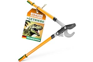GRÜNTEK T-REX Bypass-Astschere mit 67mm SK5-Karbonstahlklingen, Antihaft-Beschichtung und 2-Gang-Getriebesystem – Präzisions-Garten-Schere für trockenes Holz, Heckenschere und Astschneider