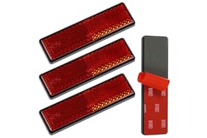 EVERMOTOR 4 dischi catarifrangenti moto E4 posteriore rosso 94 x 27,5 x 9 mm catarifrangente autoadesivo cat's eye scooter Quad omologato E