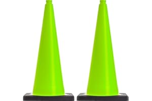 UvV Flex 2 Stück Leitkegel, Pylonen 4,2kg schwer, flexibel 75 cm groß, hellgrün, ohne Folienstreifen,