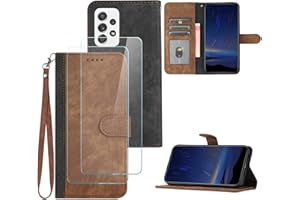 Hoyoikun Handyhülle Kompatibel Mit Samsung Galaxy A53 5G,[Verschenke 2 Stück Full Screen Schutzfolie],Premium PU Leder Flip Case,Magnetverschluss,Standfunktion, Kartenschlitz-Braun