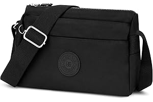 WACCET Sac Bandoulière Femme, Sac à Main Bandoulière Femme avec Bandoulière Réglable Petit Sac Bandouliere Femme Nylon Imperméable Sac Besace Femme Bandouliere pour Voyages, Travail, École (Noir)