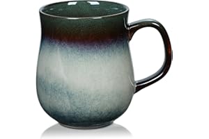 RELEDESA 800ml Bardzo Duży Ceramiczny Kubek do Kawy z dużym uchwytem, 28Oz Ręcznie Szkliwiony Kubek do Herbaty Jumbo do Biura i Domu, Bezpieczny w Kuchence Mikrofalowej i Zmywarce (Zielony Atrament)