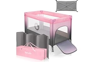 lionelo Lettino da Viaggio STEFI con materasso 0-3 anni Lettino neonato pieghevole con Entrata Laterale,120 x 67 x 73 cm, Le pareti realizzate in rete, Borsa e Route, Lettino da campeggio per bambini