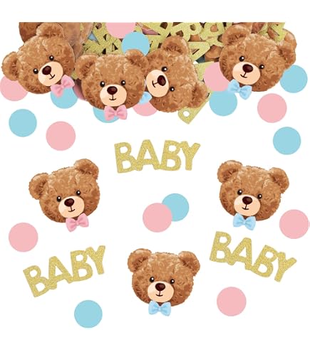 Falafoty Coriandoli per baby shower, 30 grammi, per rivelare il genere, rosa e ragazzo blu, coriandoli con bottiglie, diamanti, stelle, coriandoli da tavolo, baby shower, decorazione per feste di