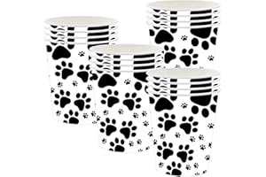 POPOYU 16P Jungle Safari Animal Party Dog Claw Print Paper Cups,Jungle Animal Party Paper Cups,Jungle&ThemeParty Tableware Decorations Set for Kids Jungle&Safari Reptile PartySupplies