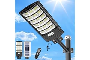 Bellanny 600W Solaire Exterieur Lampadaire 594LED Lampe Solaire Exterieur avec Capteur de Mouvement 6500K Projecteur Solaire Exterieur avec TéLéCommande IP65 Impermable Pour Rue Garage