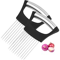 Supporto Per Affettare Cipolle E Alimenti - In Acciaio Inox Con Manico, Guida Per Taglio Sicuro Di Verdure, Frutta E Carne