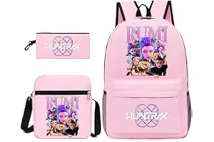GENERIC K Pop Demon Hunters School 3 Pack Set Backpack, Cool Teen School Bag, Fashion Simple Casual Daypacks with Zipper, Lightweight and Stylish, Cool Rucksack for Schools Travel Vacation