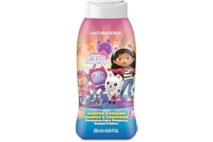 NATURAVERDE Kids - Gabby's Dollhouse Shampoo e Balsamo 250ml, Delicato con Estratto di Camomilla, Ideale per Capelli Morbidi e Facili da Pettinare