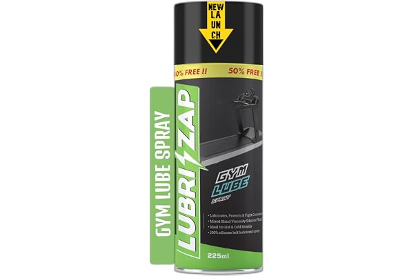 Lubrizap Gym Lube Spray for Treadmills and Gym Equipment, Wear Resistant Lubricant for Improved Performance and Long Life - Gym Accessories Chain Spray Pack of 1 (225 ml)