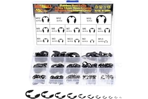 HSEAMALL 400 STÜCKE Sicherungsring Externe Sicherungsring E-Clip 1,5mm-15mm 13 Größe Snap Öffnungsring Sicherungsring