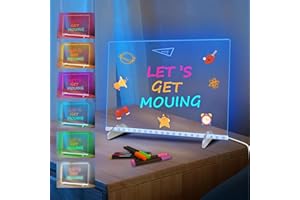 SOLORAGE Magic LED Note Board Acrylic Dry Erase Board as Night Light with 10 Light Modes，Drawing Board for Kids with 7 Color Pens，Led Light Message Board Ultimate Gift Choice 35 * 25cm