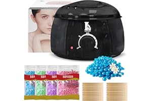 CREACLOUD Calentador de Cera Depilatoria Profesional - Máquina de Cera Caliente para Depilación Rápida en Cara, Axilas y Cuerpo, Kit Completo 4 Ceras, Compacto, Portátil y Seguro para Piel Sensible (Negro)