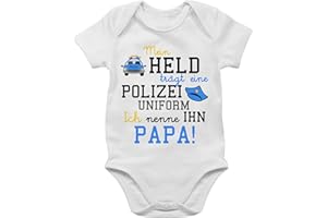 Shirtracer - Baby Body Junge Mädchen - Sprüche - Mein Held trägt eine Polizeiuniform - Polizist Geschenk zur Geburt
