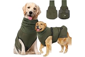 VINGVO Antylękowa kurtka dla psa, relaksująca kamizelka dla psa, płaszcz dla psa z kojącym kapturem, kamizelka antystresowa dla psa, łagodzi lęki i nerwowość psa (zieleń wojskowa, L)