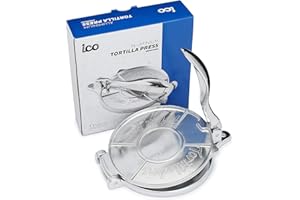 IMPECCABLE CULINARY OBJECTS (ICO) ICO Tortillapresse Tortilla Maker für Mais und Mehl Tortillas, Flachbrot, Roti, Pfannkuchen, Naan, Crepes (Aluguss)