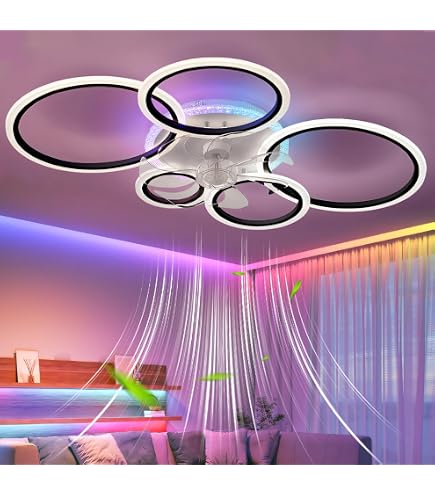 ATEEZ Lampadario con Ventilatore da Soffitto LED Dimmerabile 6 velocità Silenzioso Ventilatore Soffitto con Luce e Telecomando Reversibile Vintage Plafoniera con Ventilatore per Soggiorno Camera