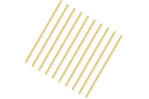 LAVMHAB Asta rotonda in ottone, 1,5 mm x 100 mm, aste rotonde in ottone massiccio, per fai da te (10 pezzi)