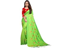 BishtHub Fashion Damen Seide Indische Party Wear Saree mit ungenähter Bluse Stück