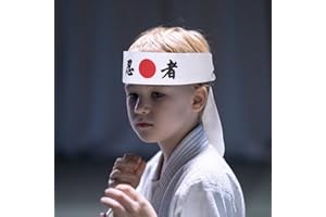 FOMIYES Fascia per capelli con stampa ninja, bandana giapponese per karate, cuoco, sushi giapponese, copricapo da uomo (bianco)